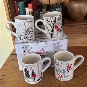 Set of FOUR Tag Christmas Stacking Mugs with Original Box